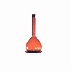 Amber volumetric flask PE stopper class A