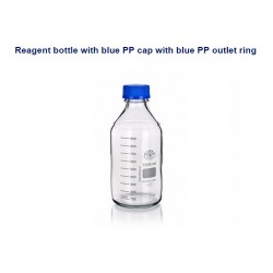 Laboratory square bottle  screw blue cap